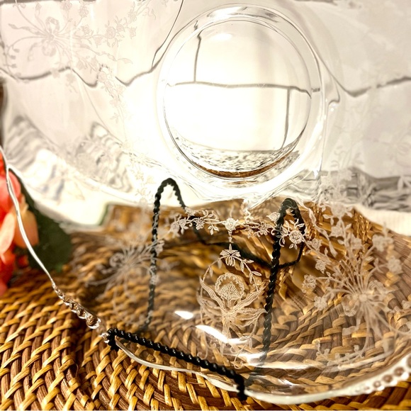 Vintage Heisey Crystal Orchid Etch Salver Platter Ruffled Beaded & Rolled Edge - Picture 6 of 15